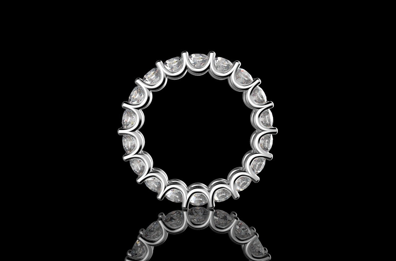 18k white gold diamond eternity band u-shape 3.89cts
