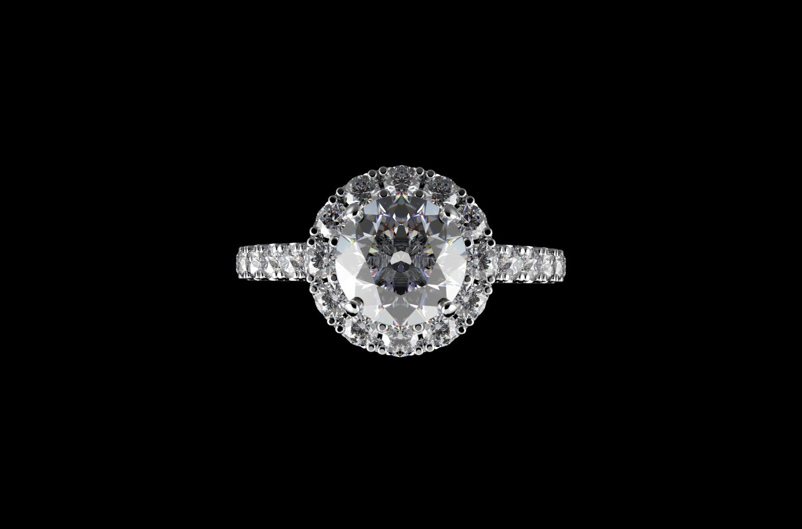 18k white gold custom round halo diamond engagement ring