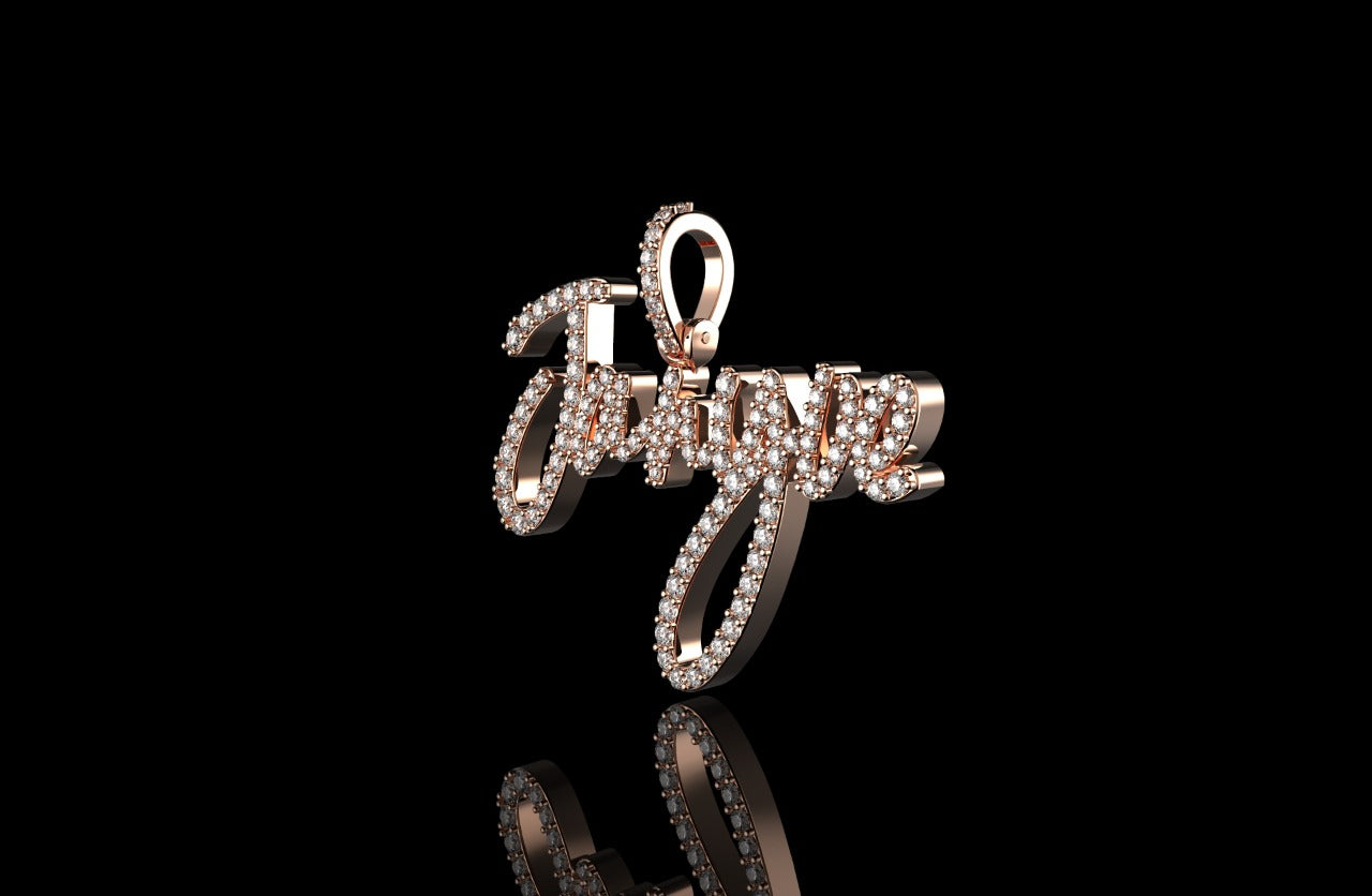 14k rose gold custom "Janyve" style diamond pendant