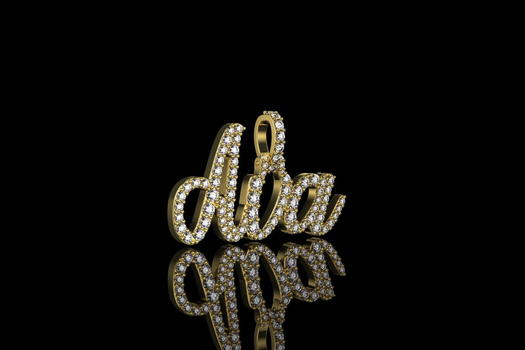 14k yellow gold custom "ava" style diamond pendant