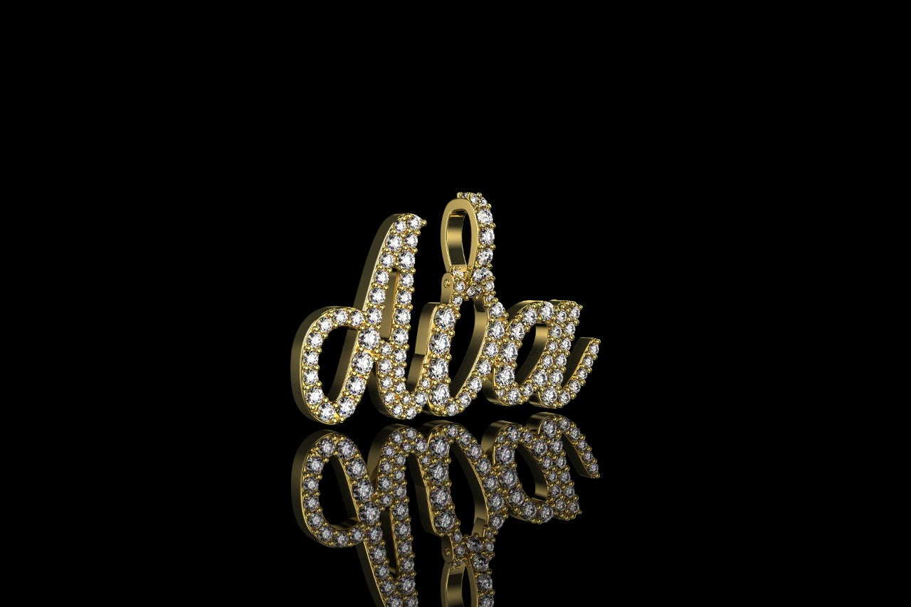 14k yellow gold custom "ava" style diamond pendant