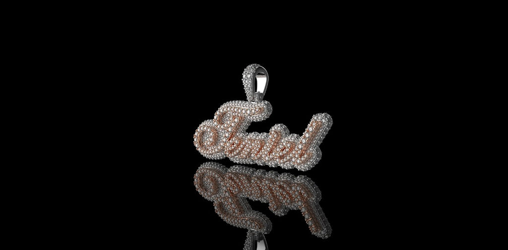 14K 2 TONE ROSE AND WHITE GOLD DOUBLE LAYER CUSTOM "TENIEL" STYLE DIAMOND PENDANT