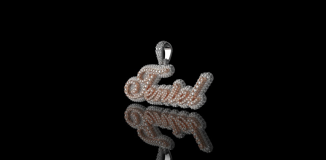 14K 2 TONE ROSE AND WHITE GOLD DOUBLE LAYER CUSTOM "TENIEL" STYLE DIAMOND PENDANT