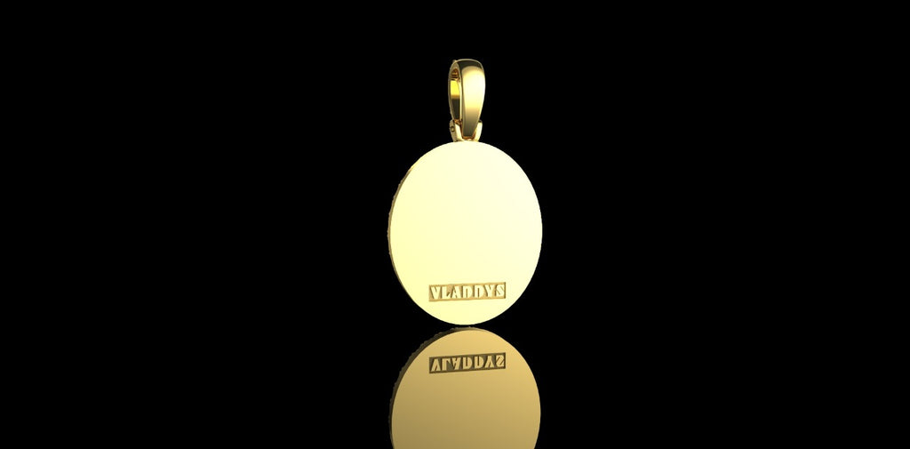 14K YELLOW GOLD SMALL OVAL SHAPE DIAMOND PICTURE PENDANT