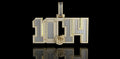 14K 2 TONE YELLOW AND WHITE GOLD DOUBLE LAYER CUSTOM "1014" STYLE BAGUETTE DIAMOND PENDANT