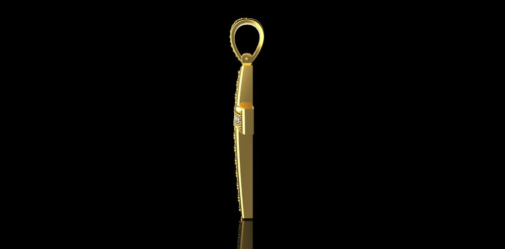 14K YELLOW GOLD CUSTOM DOME CHANNEL SET DIAMOND CROSS