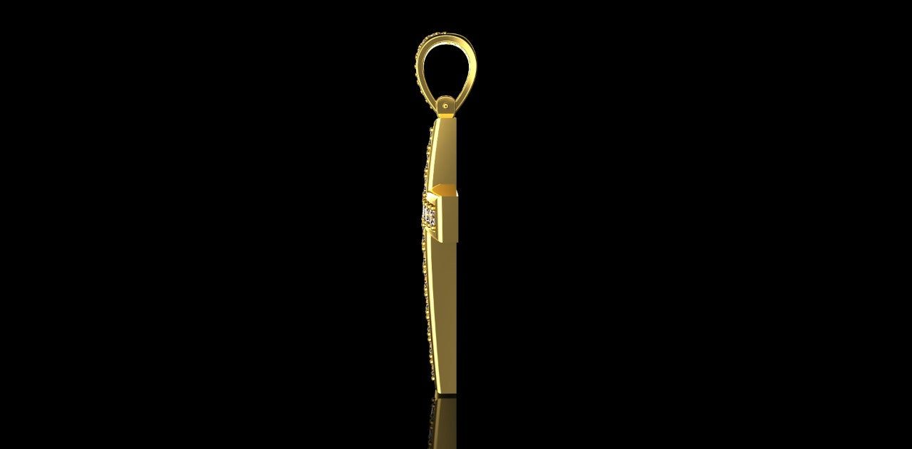 14K YELLOW GOLD CUSTOM DOME CHANNEL SET DIAMOND CROSS