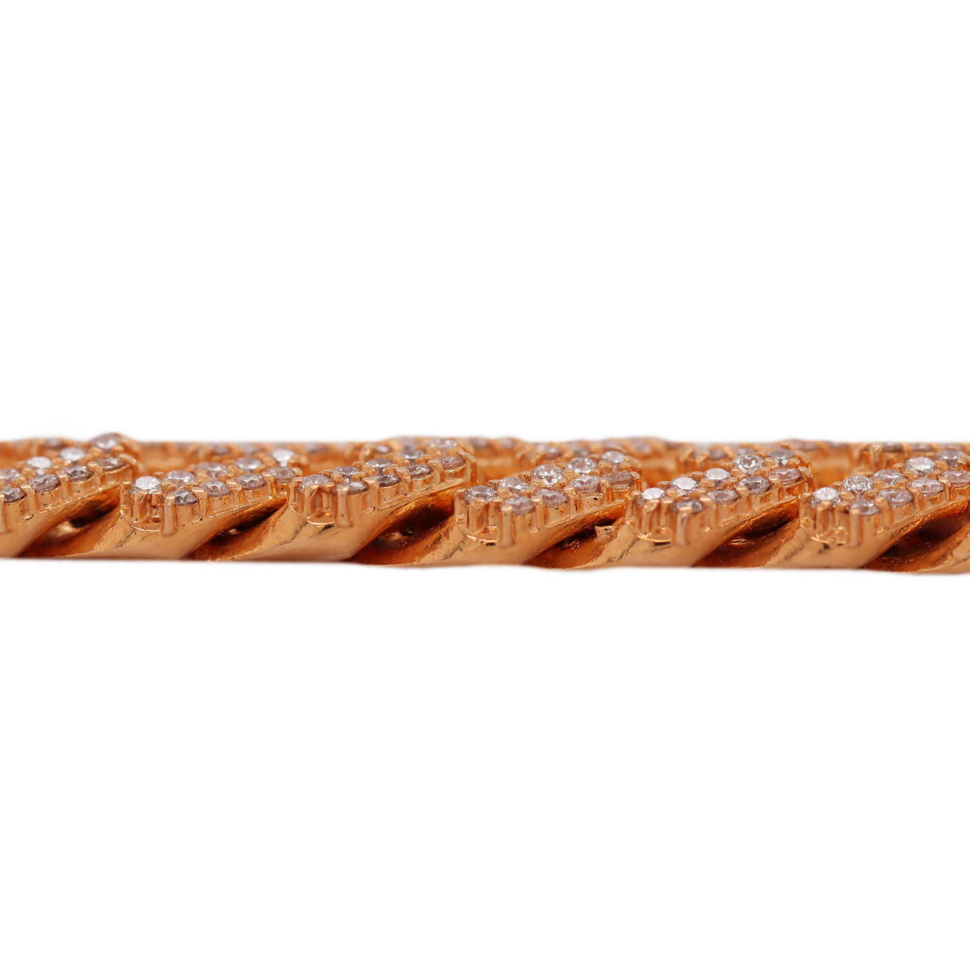 Miami Cuban Prong Setting Rose Gold Bracelet 6.78 CT