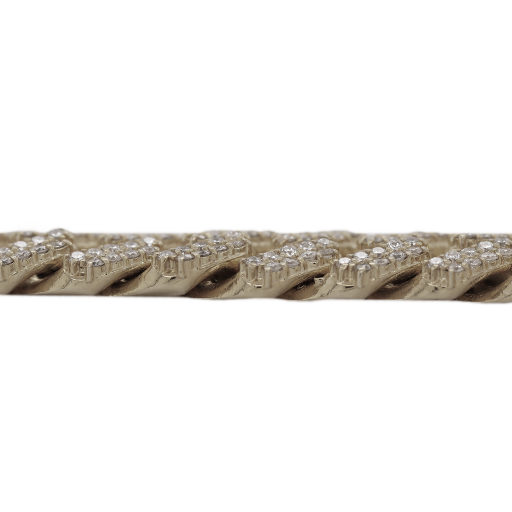 Miami Cuban Prong Setting White Gold Bracelet 6.78 CT