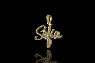 14k yellow gold custom "sofia" style diamond pendant