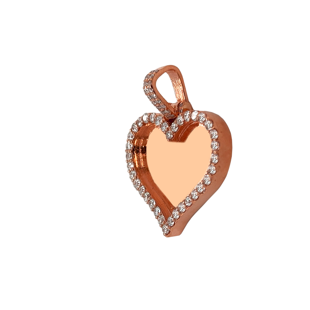 Small Diamond Picture Heart Rose Gold Pendant 1.17 CT