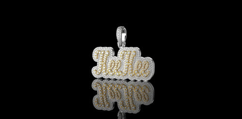 14K 2 TONE YELLOW AND WHITE GOLD CUSTOM "KEE KEE" STYLE DIAMOND PENDANT