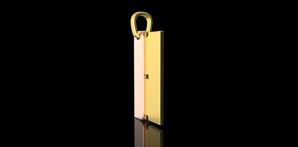14K 2 TONE YELLOW AND ROSE GOLD RAZOR PENDANT