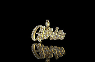 14k yellow gold custom "gloria" style diamond pendant