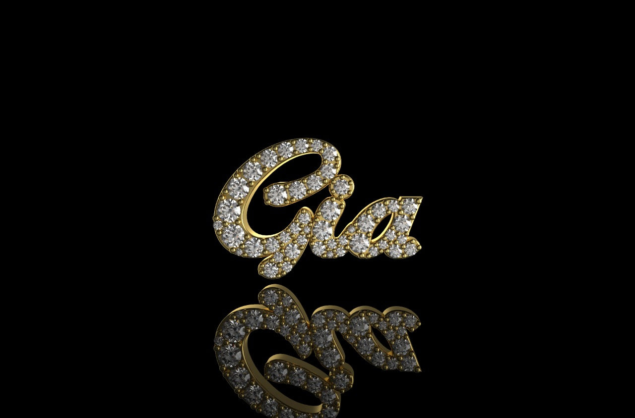 14k yellow gold custom "gia" style diamond pendant