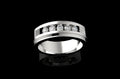 14k white gold mens custom wide 5 stone diamond wedding band