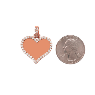 Small Diamond Picture Heart Rose Gold Pendant 1.17 CT