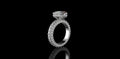 18K WHITE GOLD CUSTOM RADIANT CUT DIAMOND ENGAMEMENT RING 3D DIAMOND ETERNITY