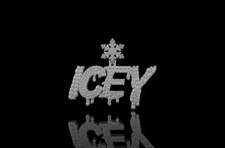 14k white gold custom "icey" style 2 row diamond pendant