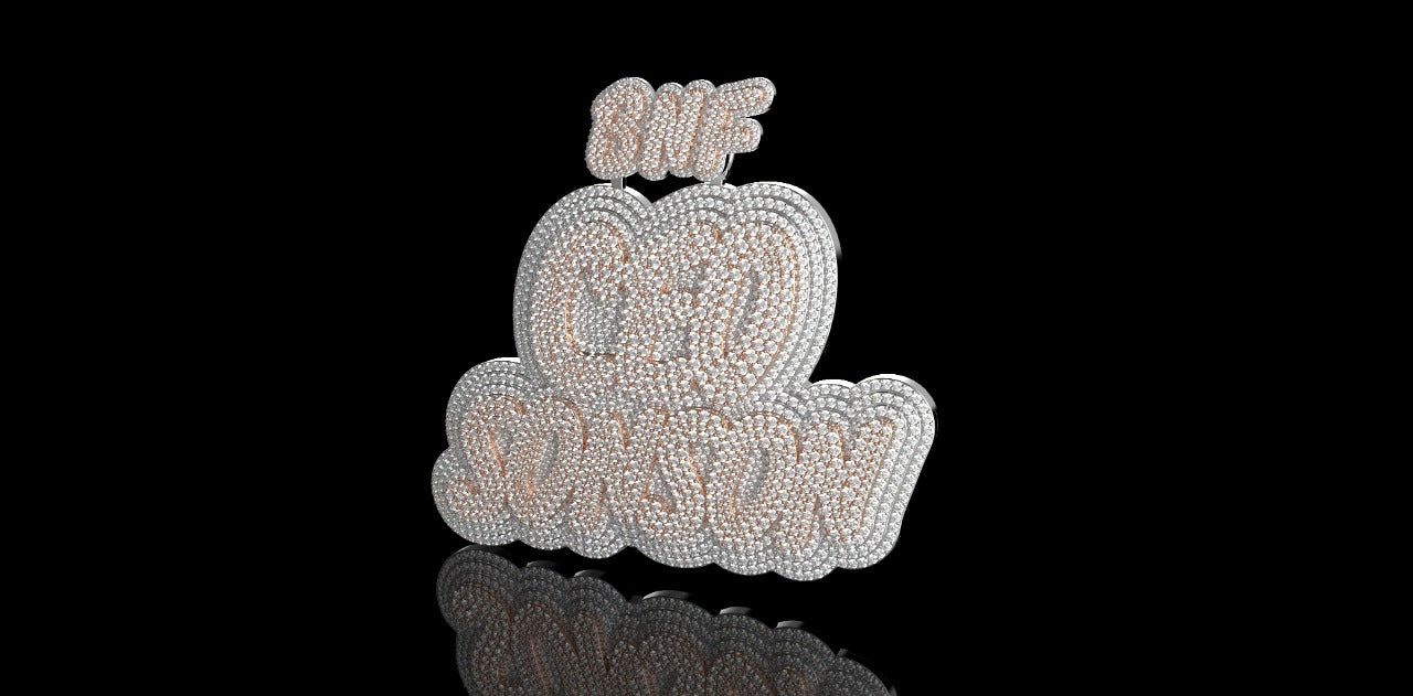 14K 2 TONE ROSE AND WHITE GOLD "BNF CEO SONSON" STYLE CUSTOM DIAMOND PENDANT
