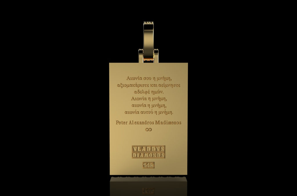 14k white gold custom 3d square shape diamond saint medallion pendant