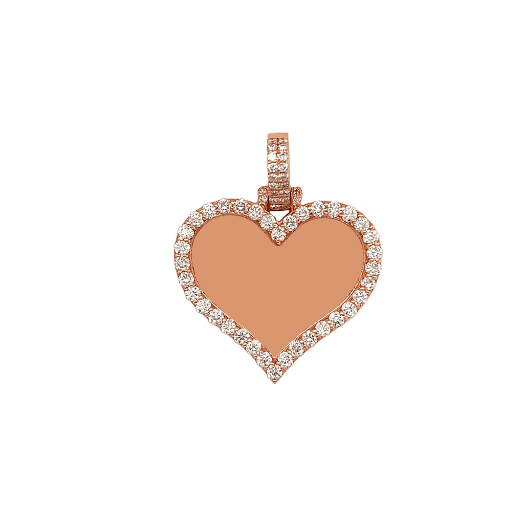 Small Diamond Picture Heart Rose Gold Pendant 1.17 CT