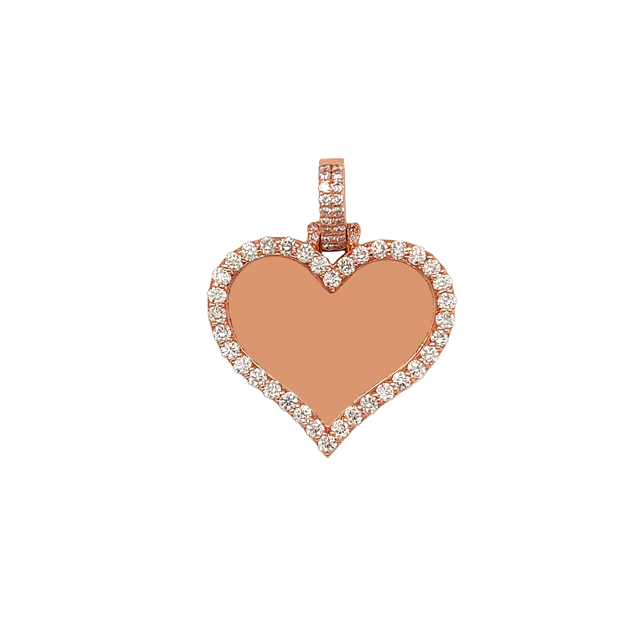 Small Diamond Picture Heart Rose Gold Pendant 1.17 CT