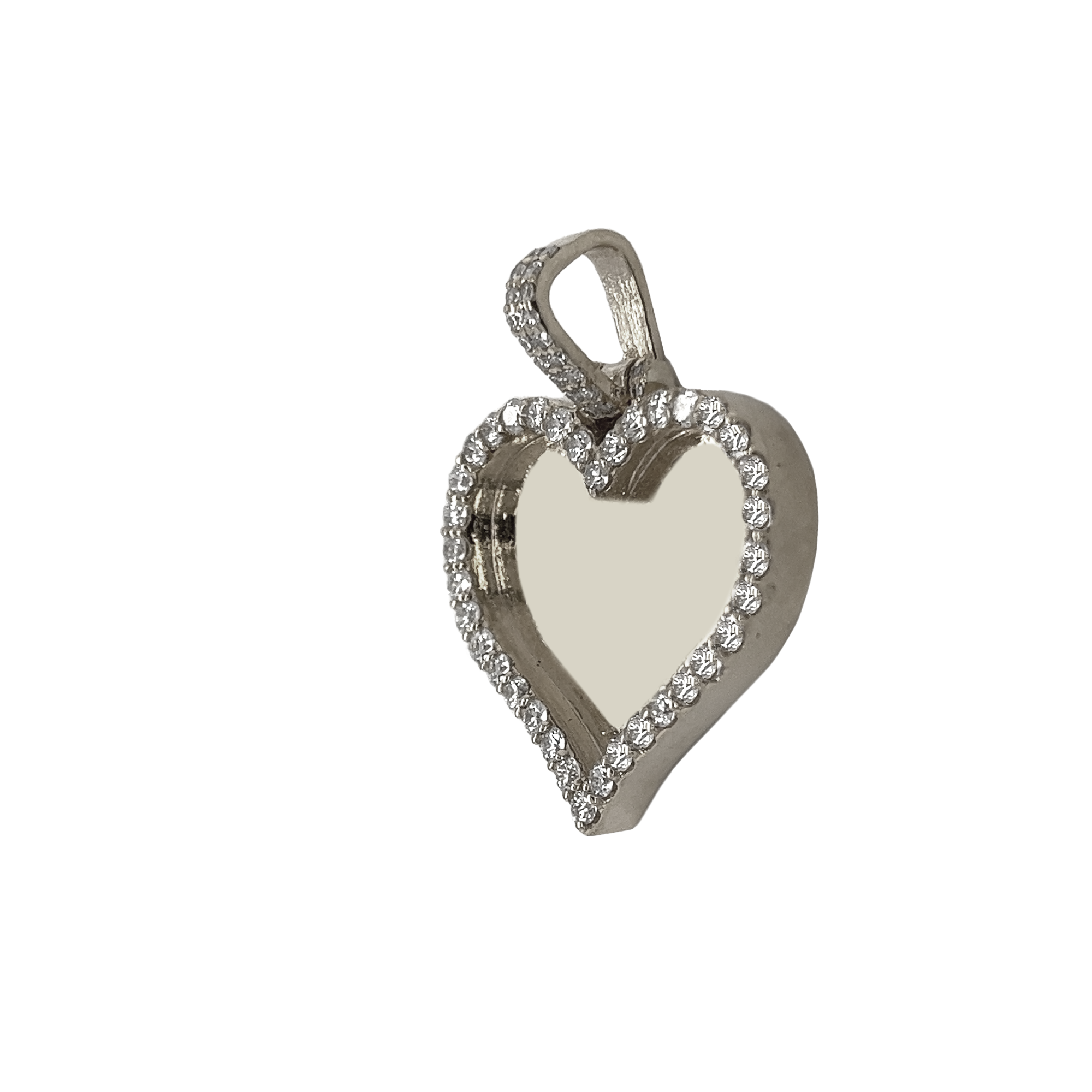 Small Diamond Picture Heart White Gold Pendant 1.17 CT