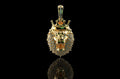 14k yellow gold 3D lion diamond pendant