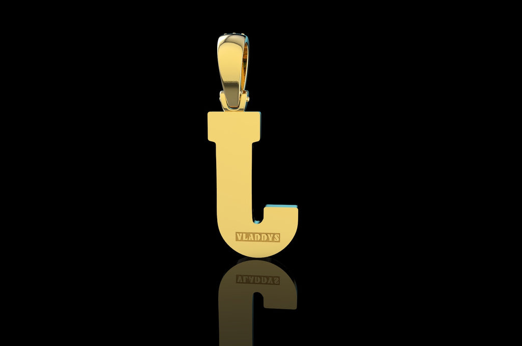14k 2 tone yellow and white gold double layer initial J diamond pendant
