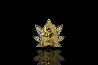 14k yellow gold custom 3d "gas wars marijuana" style diamond hook