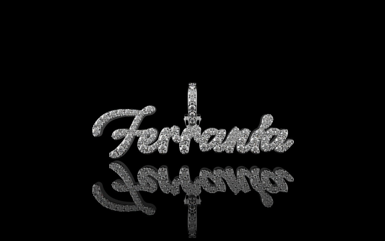 14k white gold custom "ferrania" style diamond pendant