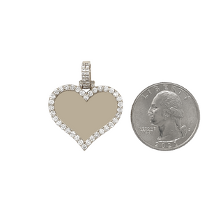 Small Diamond Picture Heart White Gold Pendant 1.17 CT