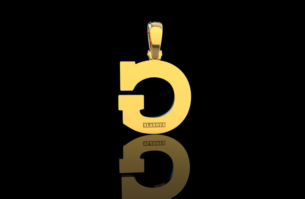 14k 2 tone yellow and white gold double layer initial G diamond pendant