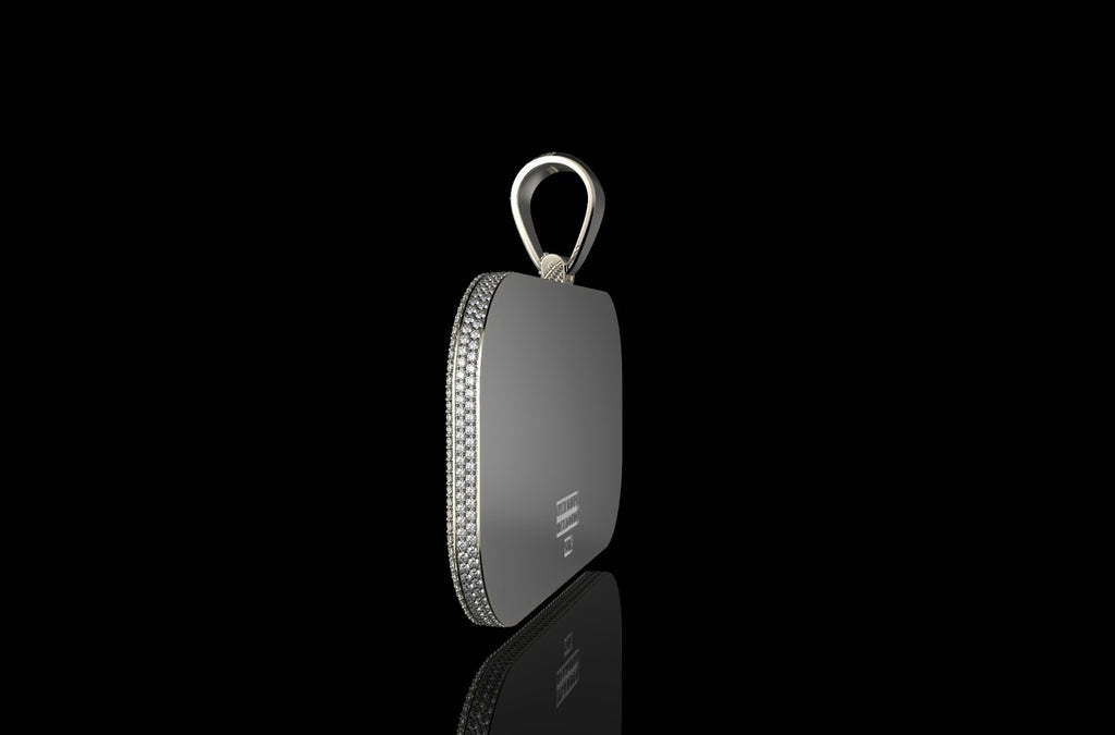 14k white gold custom double layer "rgf" style baguette diamond pendant