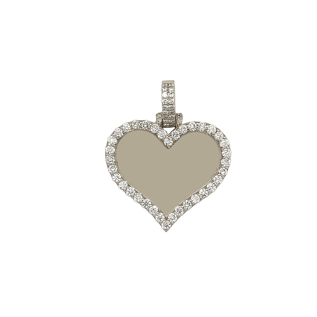 Small Diamond Picture Heart White Gold Pendant 1.17 CT