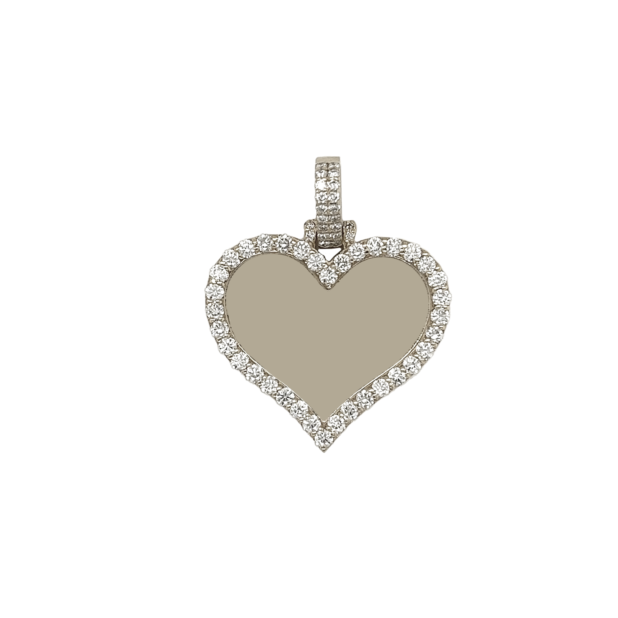Small Diamond Picture Heart White Gold Pendant 1.17 CT