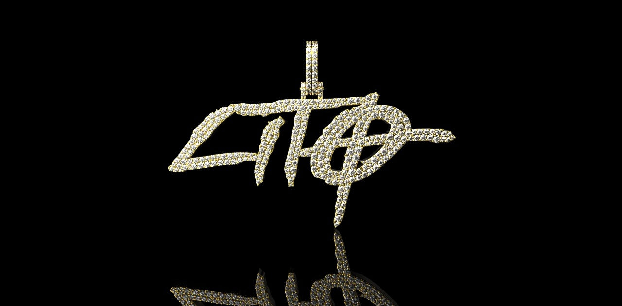 14K YELLOW GOLD SINGLE LAYER "LITO" STYLE CUSTOM DIAMOND PENDANT