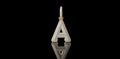 14k 2 tone yellow and white gold double layer small initial A diamond pendant