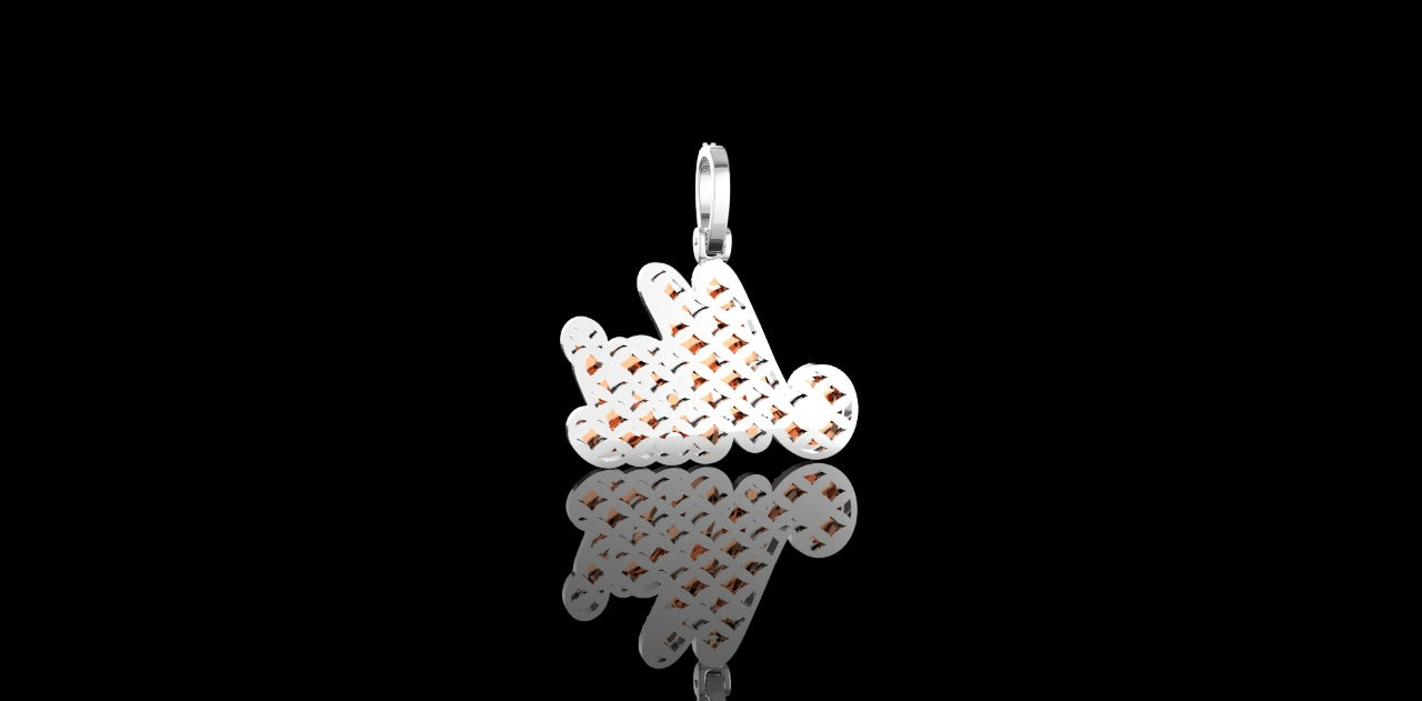 14k 2 tone white and rose gold double layer "Mia" style custom diamond pendant