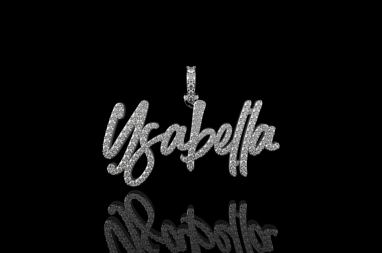 14k white gold custom "ysabella" style diamond pendant