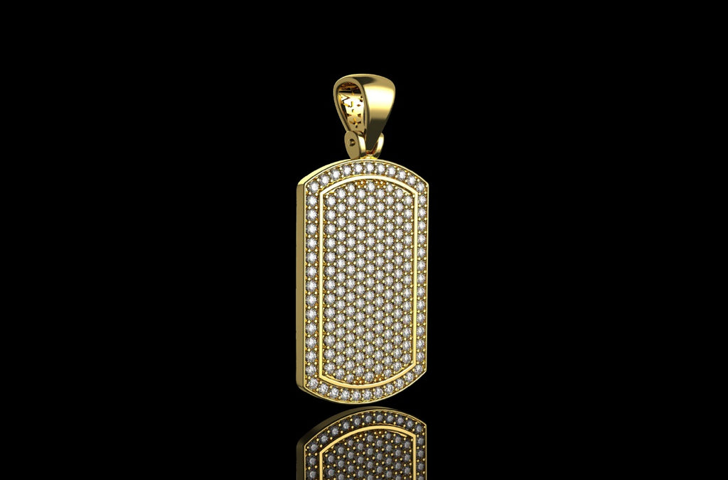 Dog Tag Diamond yellow gold Pendant 3.63 CT