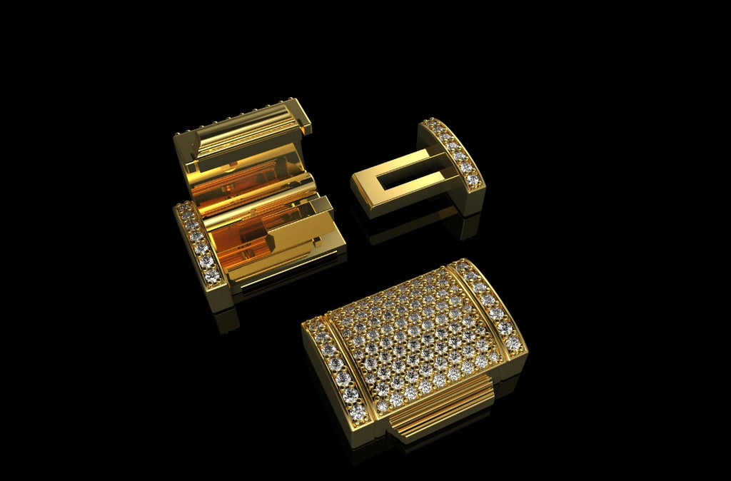 14k yellow gold custom extra small diamond lock flat