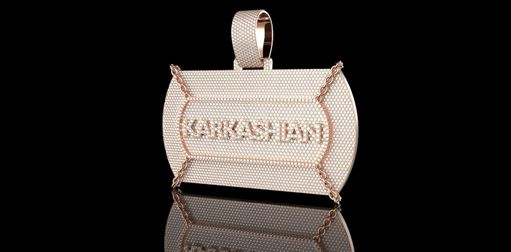 14K ROSE GOLD CUSTOM "KARKASHIAN" STYLE DIAMOND PENDANT