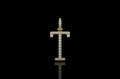 14k yellow gold custom single layer initial "T" diamond pendant