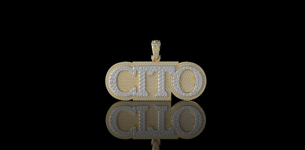 14K YELLOW AND WHITE GOLD CUSTOM "CITO" STYLE DIAMOND PENDANT