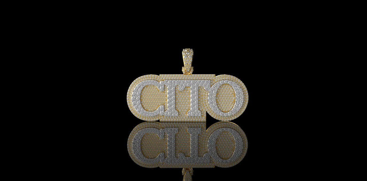 14K YELLOW AND WHITE GOLD CUSTOM "CITO" STYLE DIAMOND PENDANT