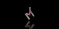 14k yellow gold initial M pendant with pink sapphires and diamonds
