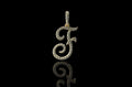 14k yellow gold Script initial F diamond pendant