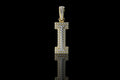 14k 2 tone yellow and white gold double layer initial I diamond pendant